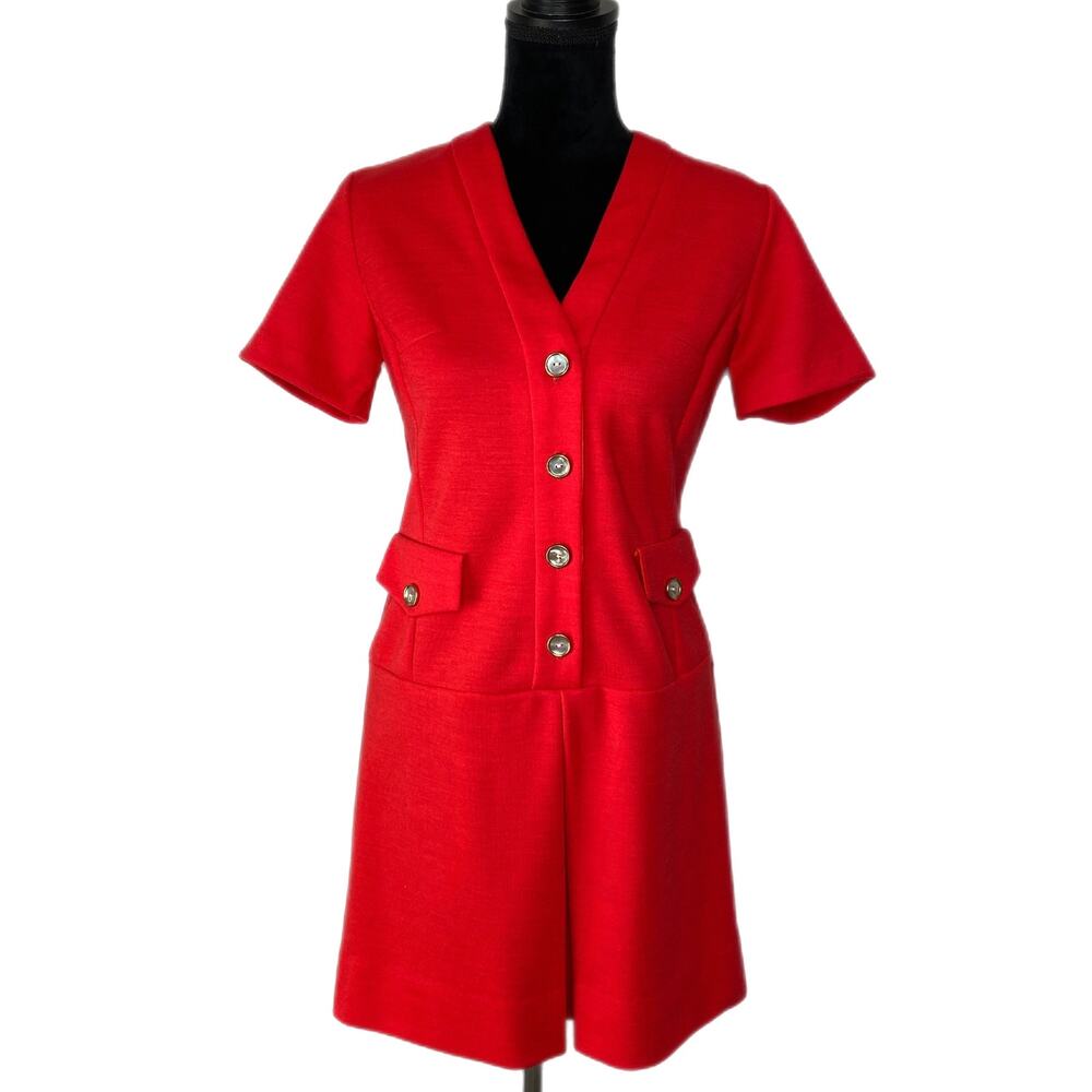 Vintage 60's Vicky Vaughn Junior Bright Red Drop Waist Dress - Junior's Size 11